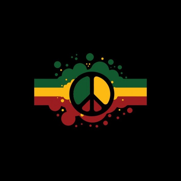 Shirt Rasta Peace And Love Artwork Black