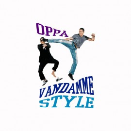 Tee shirt OPPA Van Damme Style parodie gangnam blanc
