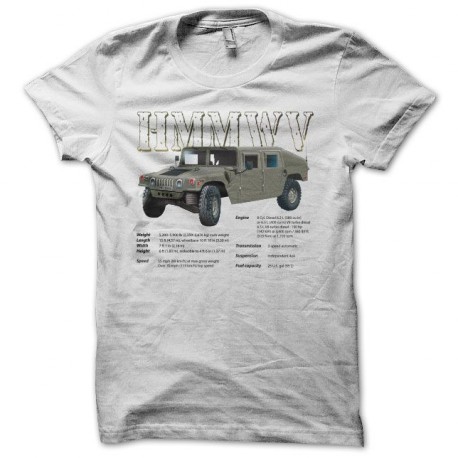 t-shirt Hummer HMMWV specs white