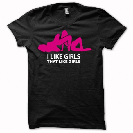 Camisa lesbiana me gustan las chicas les gustan las chicas que el rosa / negro