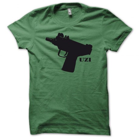 t-shirt UZI submachine gun green