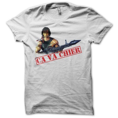 Tee shirt Rambo ça va chier color blanc