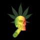 T-shirt ganja skull smoking weed black