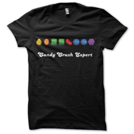 Tee shirt candy crush saga expert  noir