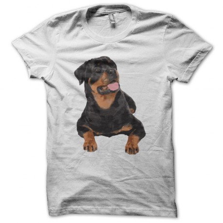 Tee shirt Rottweiler jeune curieux blanc