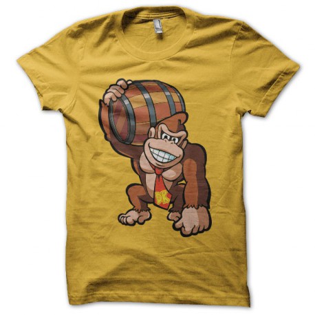 Tee shirt jaune Donkey Kong dangereux avec son tonneau