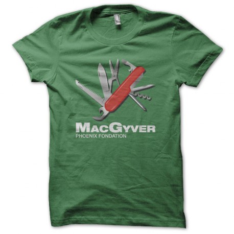 Tee shirt Mac Gyver couteau suisse fondation Phoenix vert