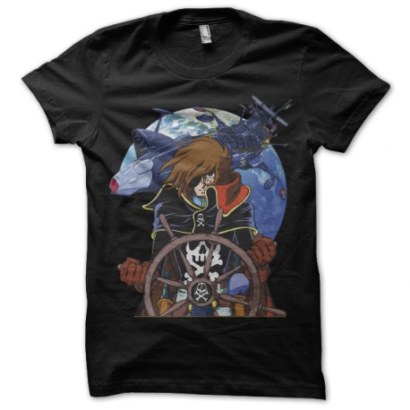 Tee fan shirt Harlock Captain Harlock Black