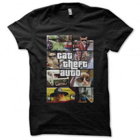 T shirt cat theft auto parody fanart  black