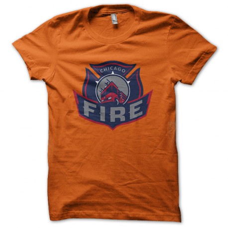 tee shirt Chicago Fire big Fire truck orange
