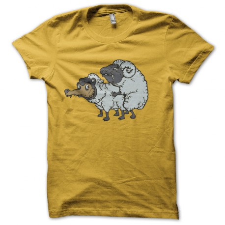 tee shirt sheep fuck wolf funny jaune