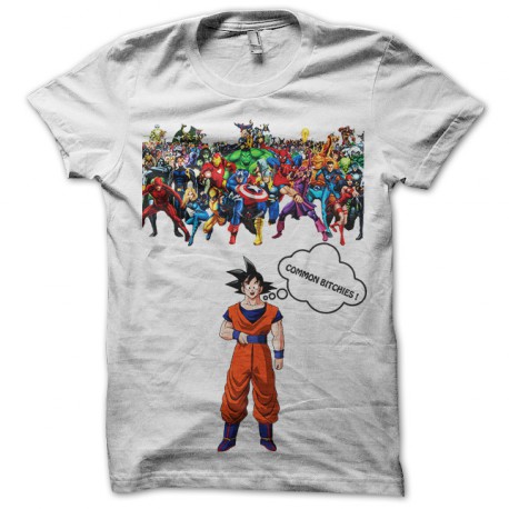 tee shirt Sangoku vs marvel comics blanc
