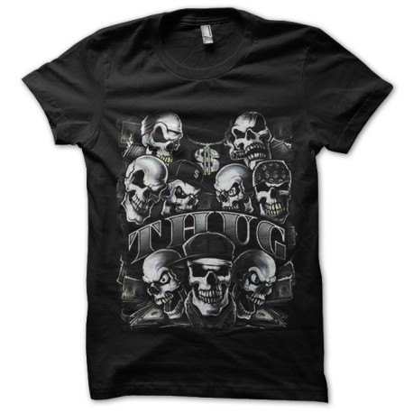 shirt thug gangsta black skull dollars