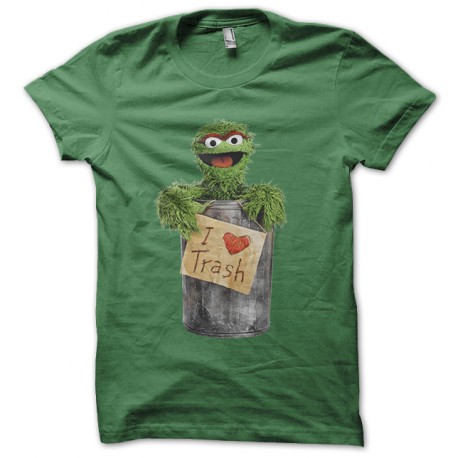 tee shirt I Love Trash green