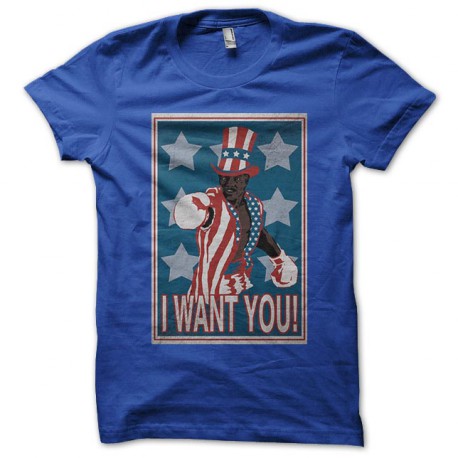 tee shirt Apollo Creed I Want You blue