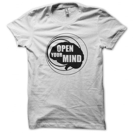 tee shirt open your mind blanc