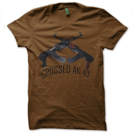 tee shirt crossed ak 47 marron