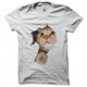 tee shirt cat lovely blanc