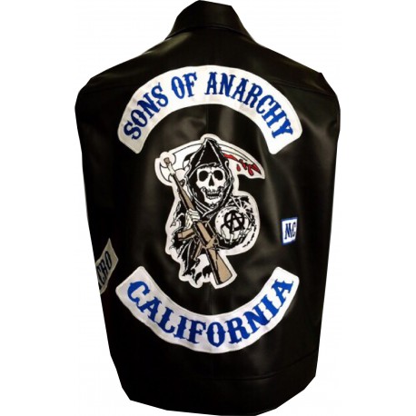 sons of anarchy genuine leather jacket and embroidered patches